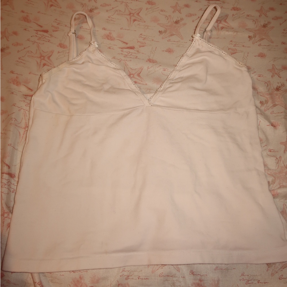 Brandy Melville White Lace Trim Cami Top Little bows on strap